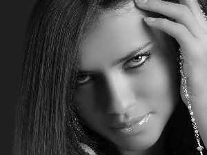 White, black, Adriana Lima, face