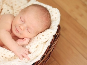 White, basket, Sleeping, shawl, Baby