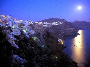 White, Aegean, Island, Santorini, Town, sea