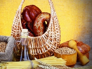 wicker, Pasta, bread, basket, Roll