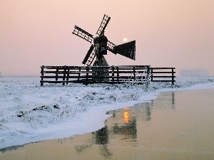 Meadow, Windmill, River