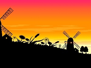 sun, Windmills, west