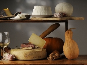 Wine, cheeses, different, calabash, Tastes