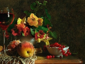 Fruits, Wine, nasturtium