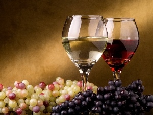 glasses, Wine, Grapes
