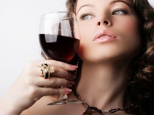 Wine, glass, Women, ring