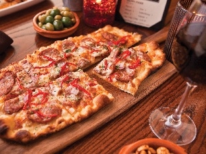 Wines, wine glass, Square, pizza