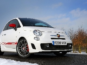 winter, snow, White, Abarth 500