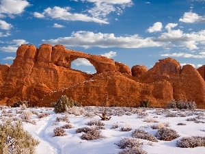 canyon, winter, Sky