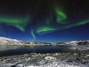 winter, lake, dawn, Polaris