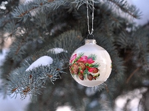 winter, bauble, spruce, fancy