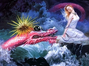 Dragon, Women, Pink