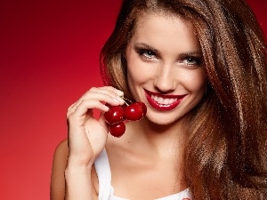 smiling, Women, cherries