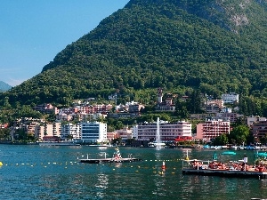 woods, Mountains, lake, Hotels