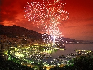 Harbour, yacht, fireworks