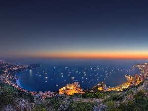 Yachts, sea, Monaco, Gulf