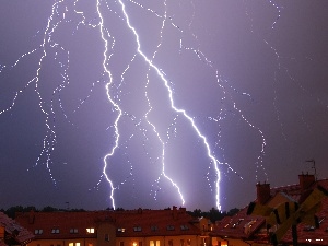 Zabrze, thunderbolt, Sky, Storm