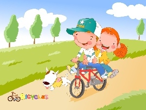 dog, Bike, Kids