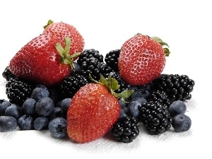 blueberries, blackberries, strawberries