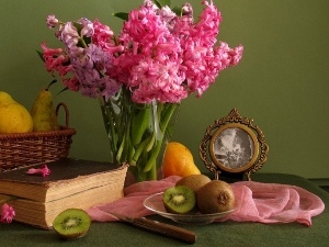 Fruits, Books, Hyacinths
