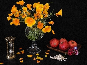 Hourglass Bouquet, grenades, Yellow, composition, shell, bouquet, papavers