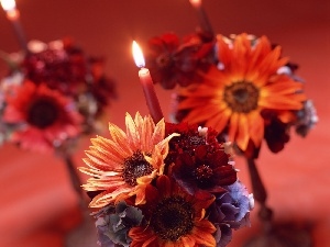 flowers, candles, bouquet