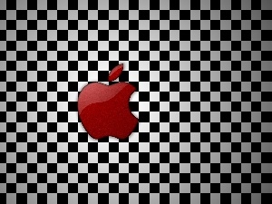 Apple, checkerboard, Red, logo