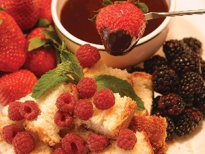 chocolate, blackberries, strawberries, raspberries