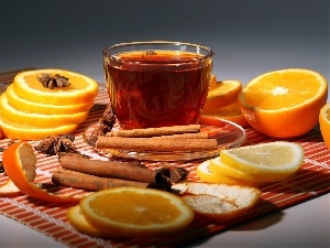 cinnamon, Lemon, orange, cup, carambola, tea