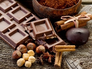 cinnamon, cocoa, chocolate, nuts