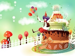 fantasy, birthday, Puppet, Cake