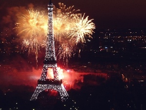 fireworks, Night, Eiffla Tower, Paris
