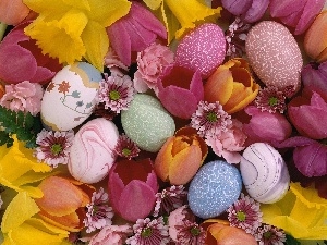Flowers, eggs, decoration, Easter