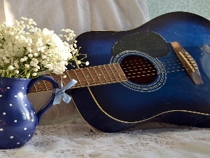 Flowers, White, Guitar, jug