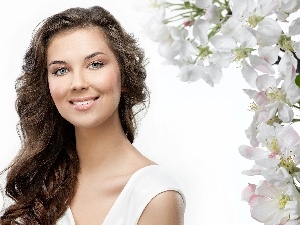 Flowers, White, Women, make-up