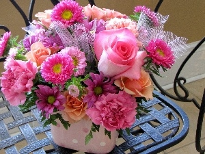 pink, flowers, bouquet