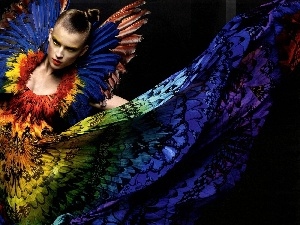 gamut, butterfly, Women, colors, dress