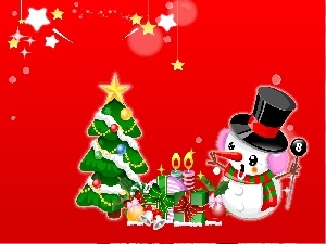 gifts, Snowman, christmas, christmas tree