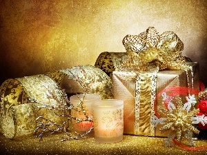 gifts, Candles, decoration, Christmas
