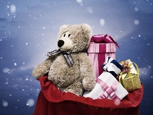 gifts, Christmas, teddy bear