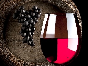 Grapes, Wine, barrel, glass