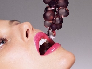 grapes, glass, Women, make-up