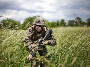 Weapons, grass, soldier