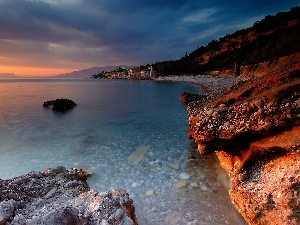 Great Sunsets, Coast, sea, rocks