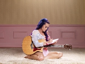 Guitar, note-book, Katy Perry