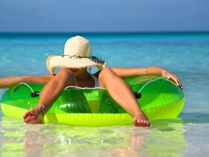 Hat, circle, water, relaxation, Women