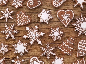 heart, Christmas, Stars, glace, Christmas, Gingerbread