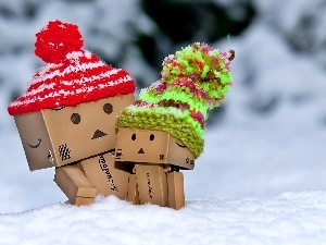 knitted, Danbo, winter, caps, snow