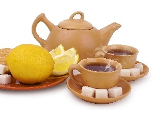 knuckle, Lemon, tea, jug, sugar, cups
