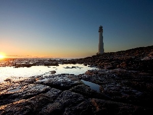 Lighthouse, Stones, west, maritime, sun